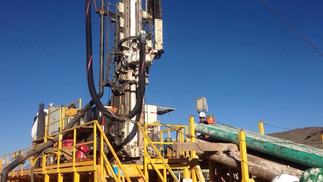 Capricorn crew drilling on an elevated platform in the Andes