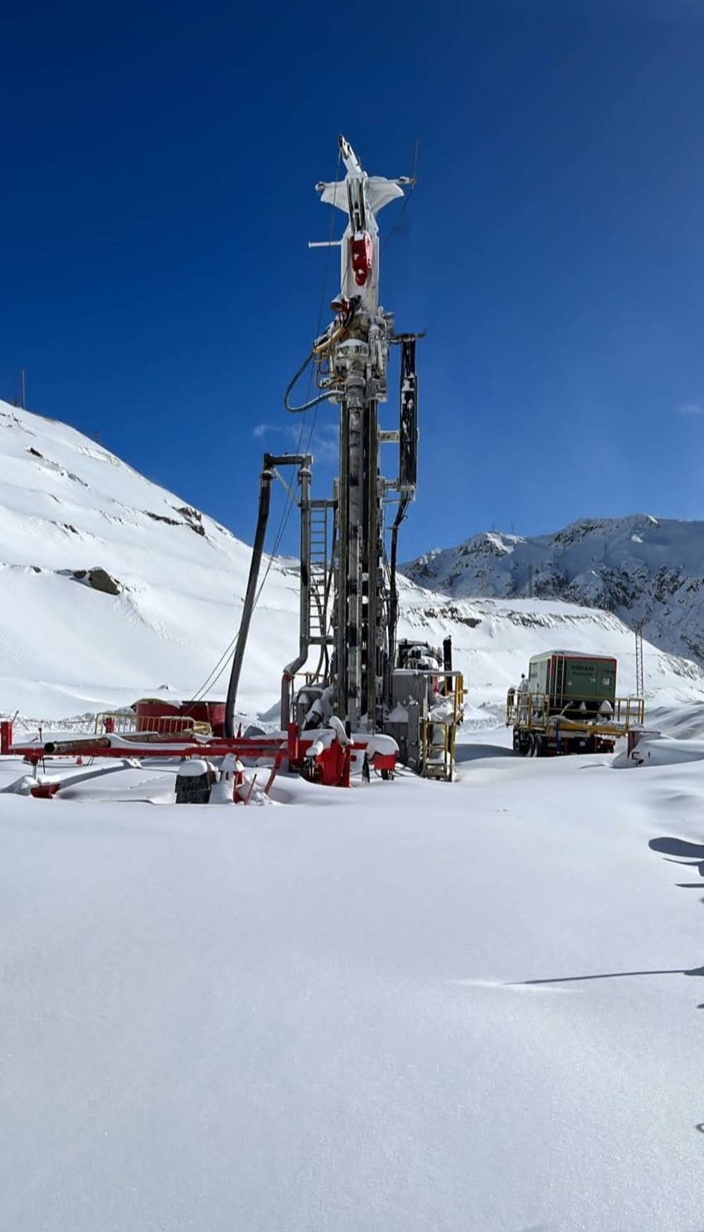 Rig operating in deep snow in the high Andes